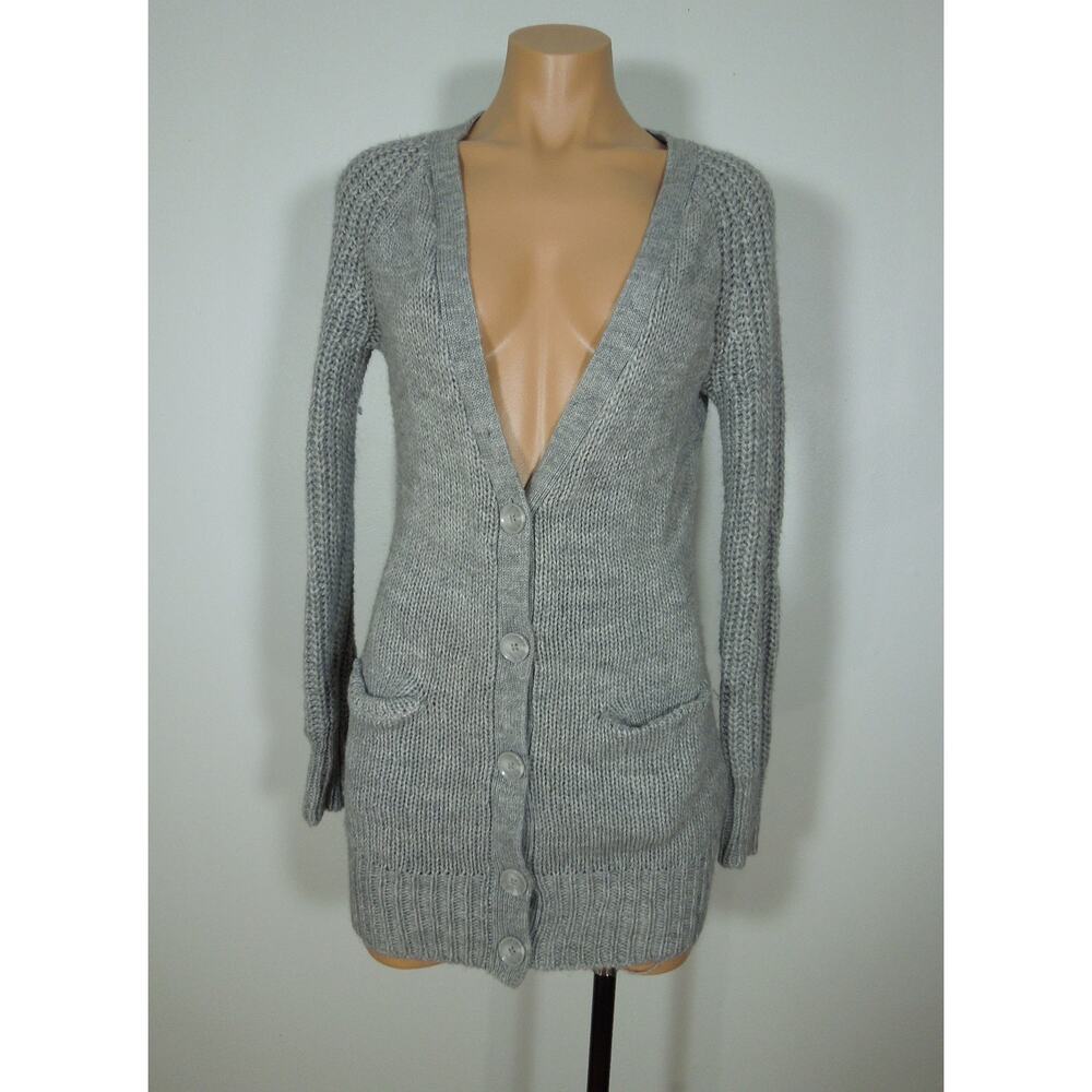 BETWEEN ME & YOU Cardigan Sweater S SMALL Wool Blend Gray